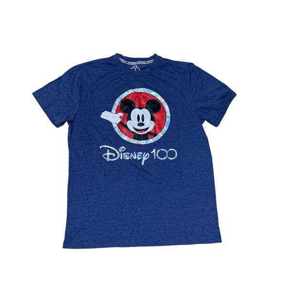 Disney 100 100 Years of Wonder Blue Mickey Mouse Graphic Short Sleeve T-Shirt L - Picture 1 of 3